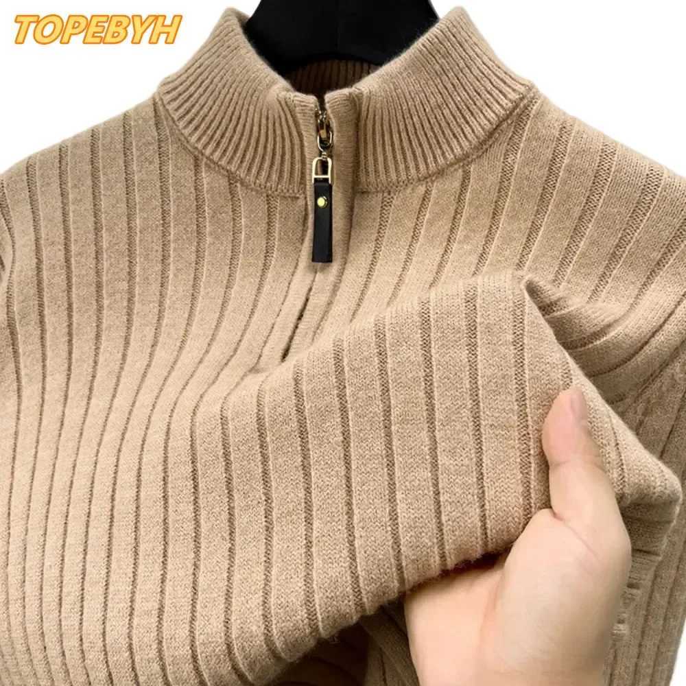 Men's Sweaters Mens Sweater Winter Quarter Zip Sweater Slim Fit Casual Knitted Pullover Tops D261009