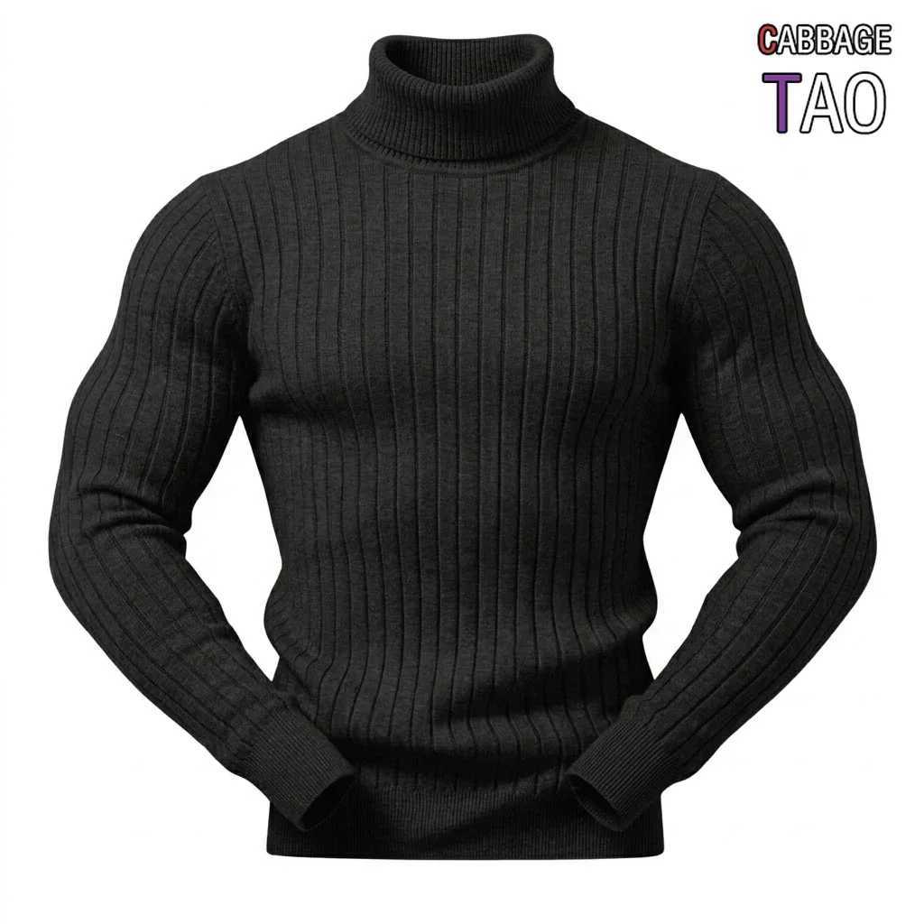 Men's Sweaters New Mens Slim Fit High Neck Sweater Long sl1 Knitted Pullover Turtleneck Winter Warm Top Cold Weather Casual Knitwear for Men D2