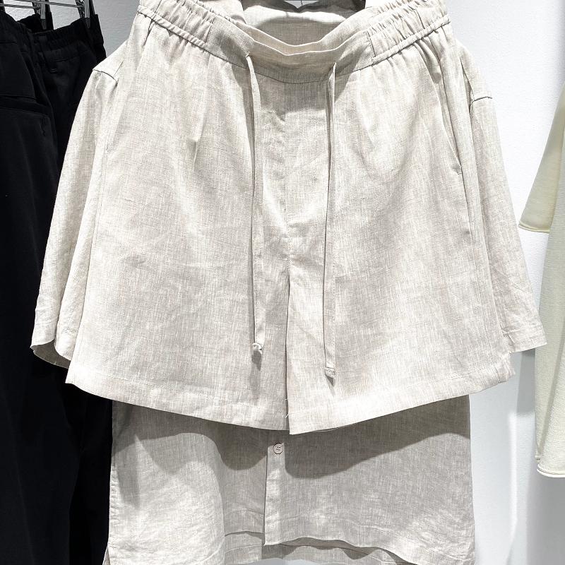 Marchandise de haute qualité Short d'été en lin pour hommes, taille élastique, cordon de serrage, coupe ample, décontracté, minimaliste, couleur