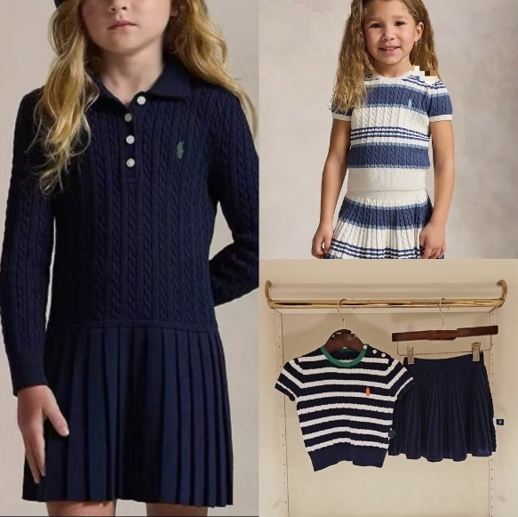 Fashion Kids Designer Clothes Knits Sweater Two Piece Set Baby Girls Cardigan Top And Cute Pleated Skirt Stylish Korean Childrens Clothing Sets