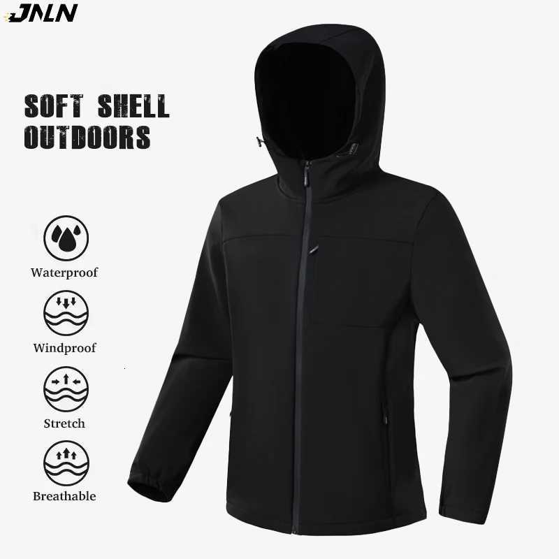 Outdoor Jackets Hoodies JNLN Men's Waterproof Windbreaker Windproof Thermal Soft Shell Jackets Hiking Camping Climbing Trekking Outdoor Sports