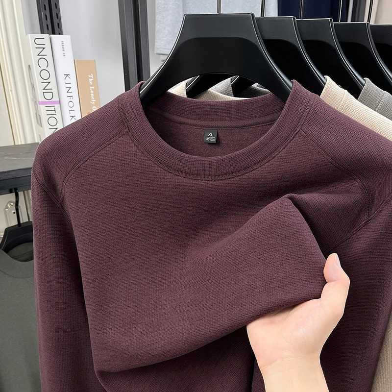 Men's Sweaters Autumn and Winter Men's Long-sl1 Sweater Crew Neck Pullover with Wool Feel Business Casual Top D261009