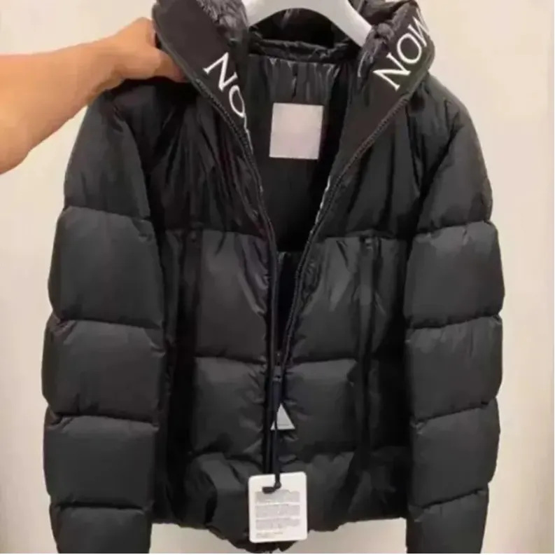 unisex men down jacket shiny hoodie bubble puff coat designer style short thick warm zip up quilted winter outerwear NFC size S-5XL