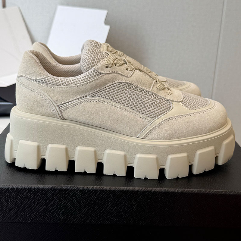 Monolith Sneakers Women Designer Spliced Mesh Dad Shoes With Wide Large Toothed Sole Lightweight Non Slip Street Fashion Thick Soled Lace Up Shoes 2