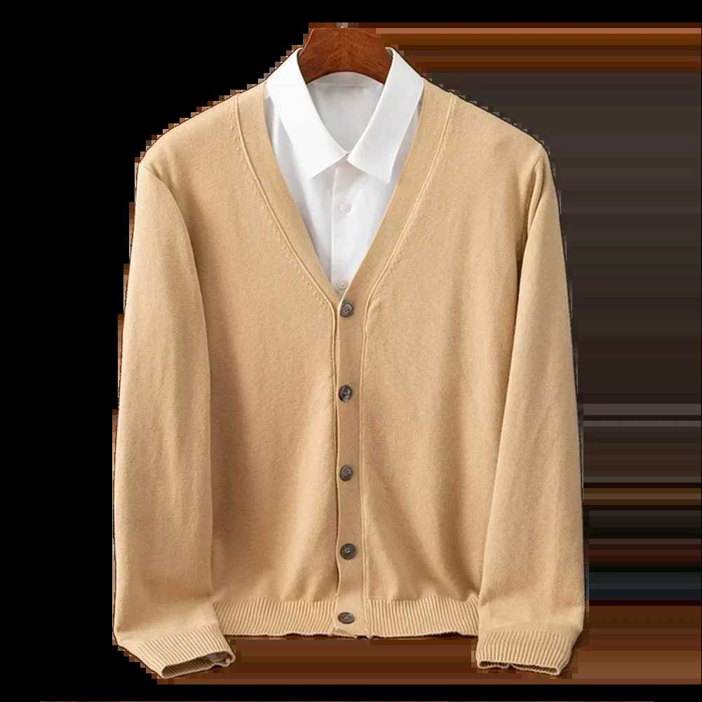Men's Sweaters Autumn Men's Knitted Cardigan Thin V-neck Basic Elastic Slim Fit Thin Sweater Khaki Grey Black Navy Casual Cardigans Sweate