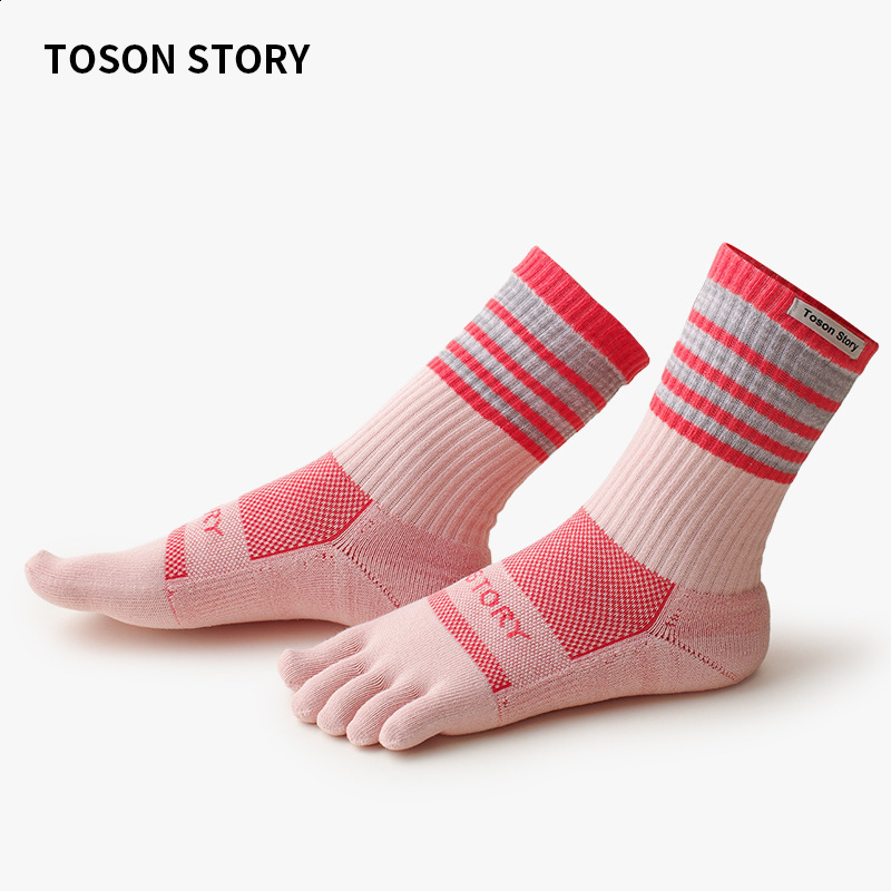 Chaussettes hautes à cinq orteils pour femmes COOLMAX chaussettes professionnelles respirantes d'automne et d'hiver avec fond de serviette et abs