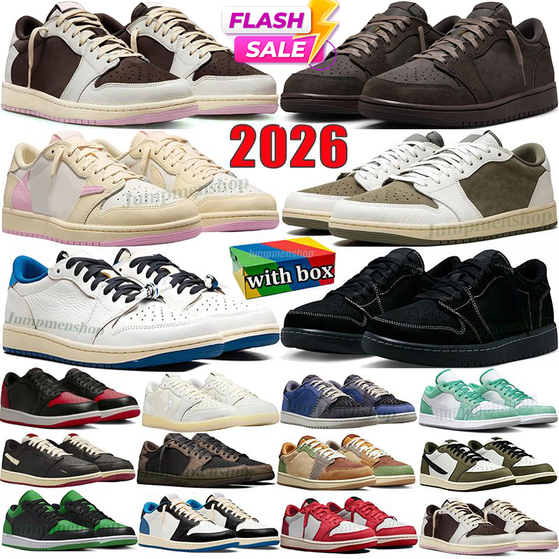 Designer 1s travis shoe 1 low basketball shoes mens trainers with box Reverse Mocha Black Phantom Military Blue Fragment high 1s lows outdoor sports