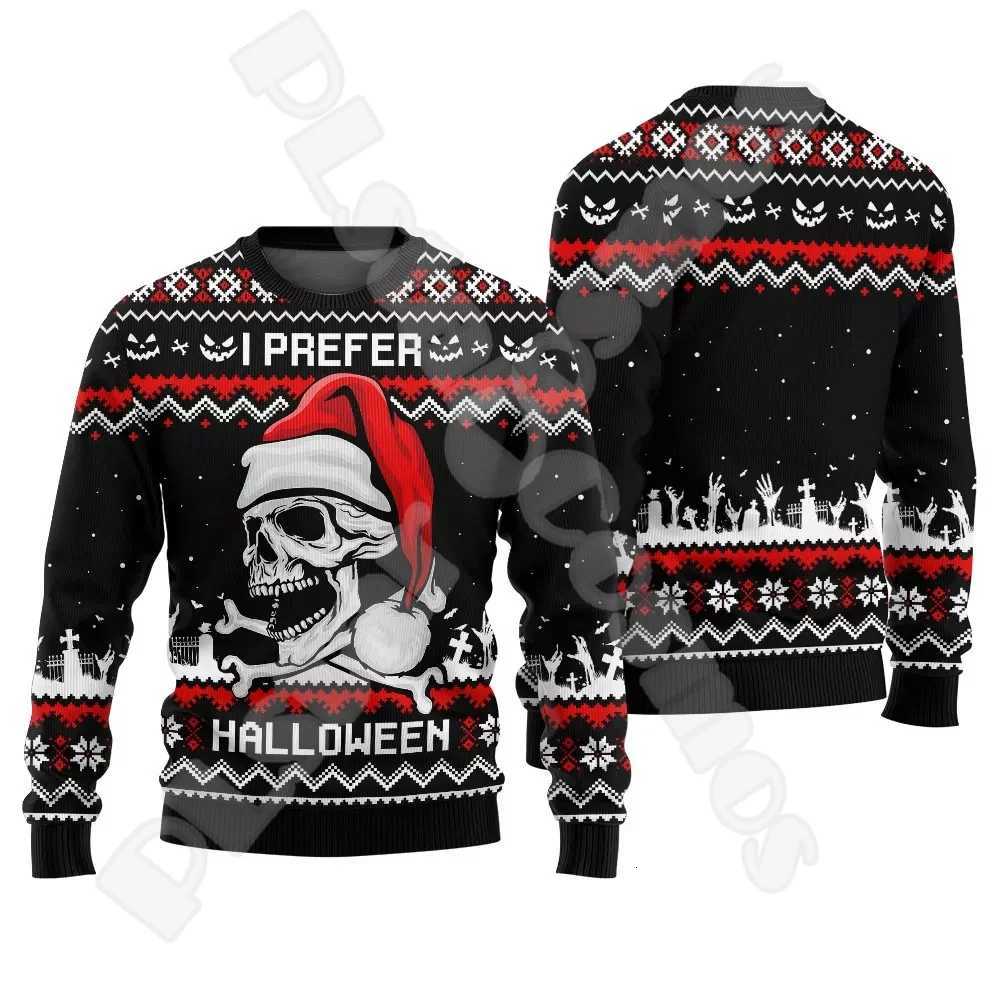 Men's Sweaters Halloween Christmas Santa Claus Graffiti Vintage Retro Winter Ugly Sweater 3DPrint Harajuku Pullover Casual Funny Long sl1s 9 D2