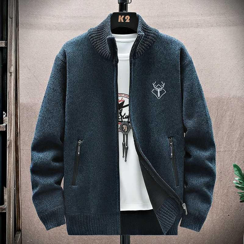 Men's Sweaters New Men's fl1 Cardigan Sweater Embroidery Casual Knit Sweater Jacket Male Autumn Winter Clothing D261009
