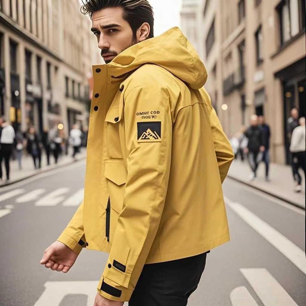 Outdoor Jackets Hoodies New Waterproof Jacket Men Outdoor Softshell Zip Up Hooded Jacket Windbreaker Hiking Camping Coat Lightweight Spring Autumn C