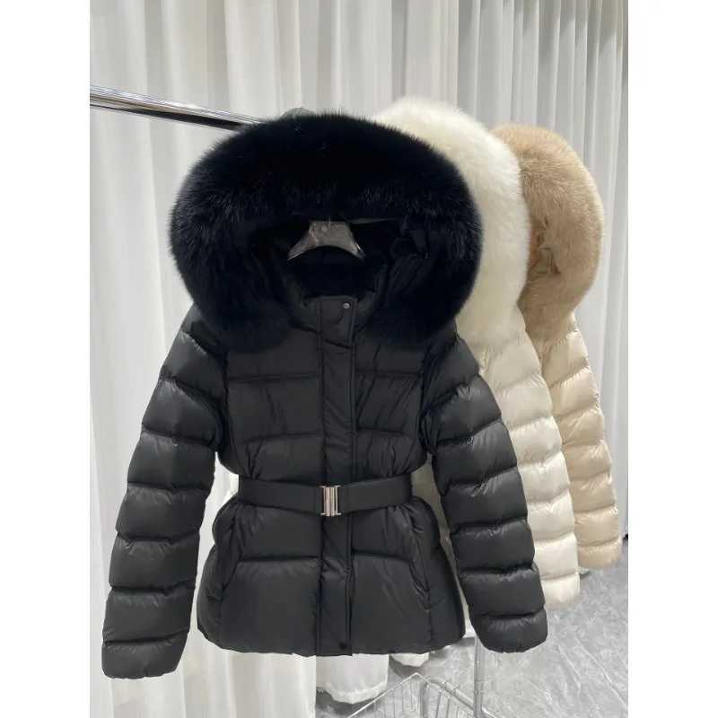 Korean Women's Down Parkas Fashion Solid Color Long-sleeved Fur Collar Hooded Bread Jacket Down Cotton Jacket Women Winter Thick New Versatile