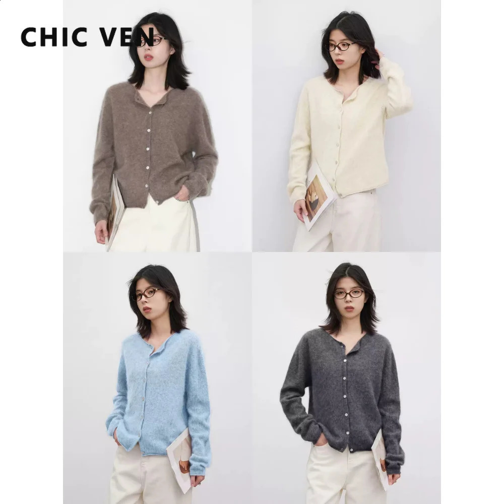 CHIC VEN Women Knitted Cardigan Solid Long Sleeved Single-breasted Loose Casual Oversize Female Sweater Autumn Winter 2026 261008