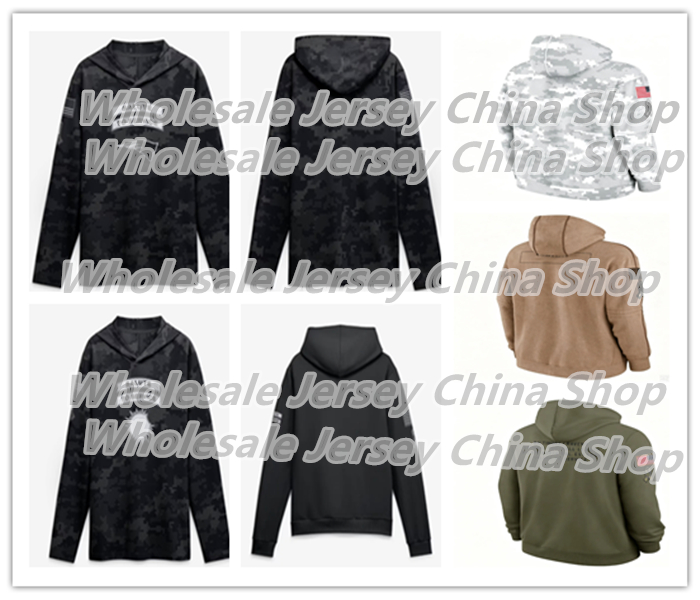 2026 Sweat à capuche noir Salute To Service Chemise à manches longues Pull à capuche Panther Commanders Chief Saints Bearses LionsS BroncosS Eagl