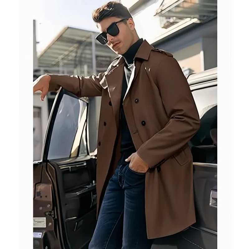 New Spring Jackets Men Trench Man's Coat Mid-length Casual Lined Personalized Design Jacket Street Outerwear Men's Clothing X261008