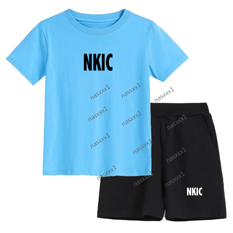 Ensemble d'été 2 pièces pour enfants, t-shirt et short à manches courtes 100 % coton, survêtement sportif et décontracté pour garçon et fille de