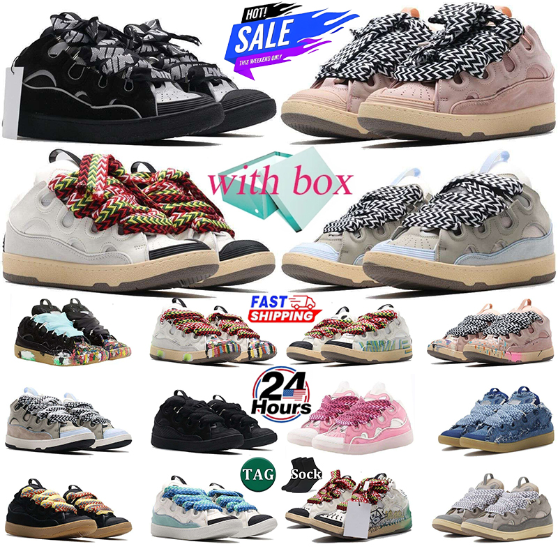 With box Men Women Luxury Shoes Curb Sneakers Designer Casual Shoes Extraordinary Womens lanvisneaker Sneaker Calfskin Nappa Platform Mens Sports Tr