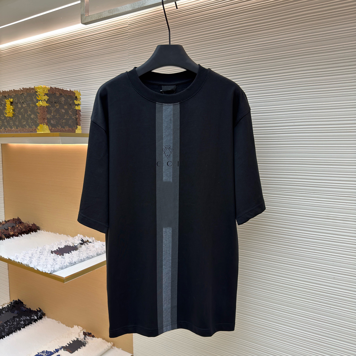 Vêtements de marque de créateurs, T-shirts et polos homme de haute qualité, T-shirts homme à bretelles tissées, badges distance bagages, col rond