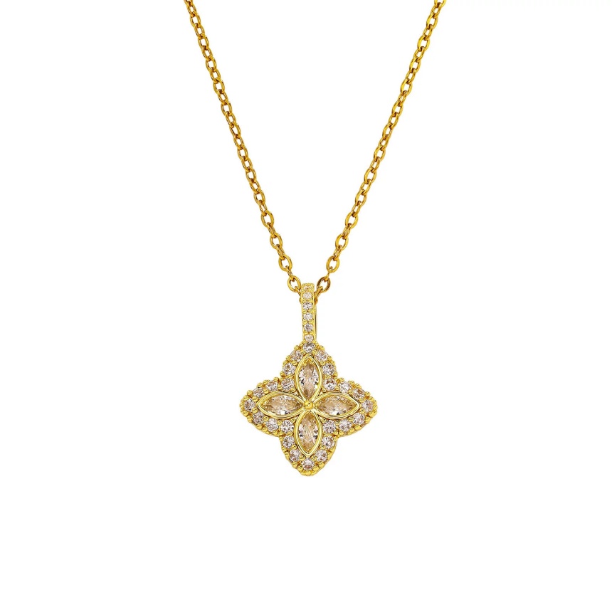 bijoux de luxe femme collier diamant chaîne trèfle colliers pendentif moissanite acier inoxydable glace sur chaînes collier femme or nexklace bij