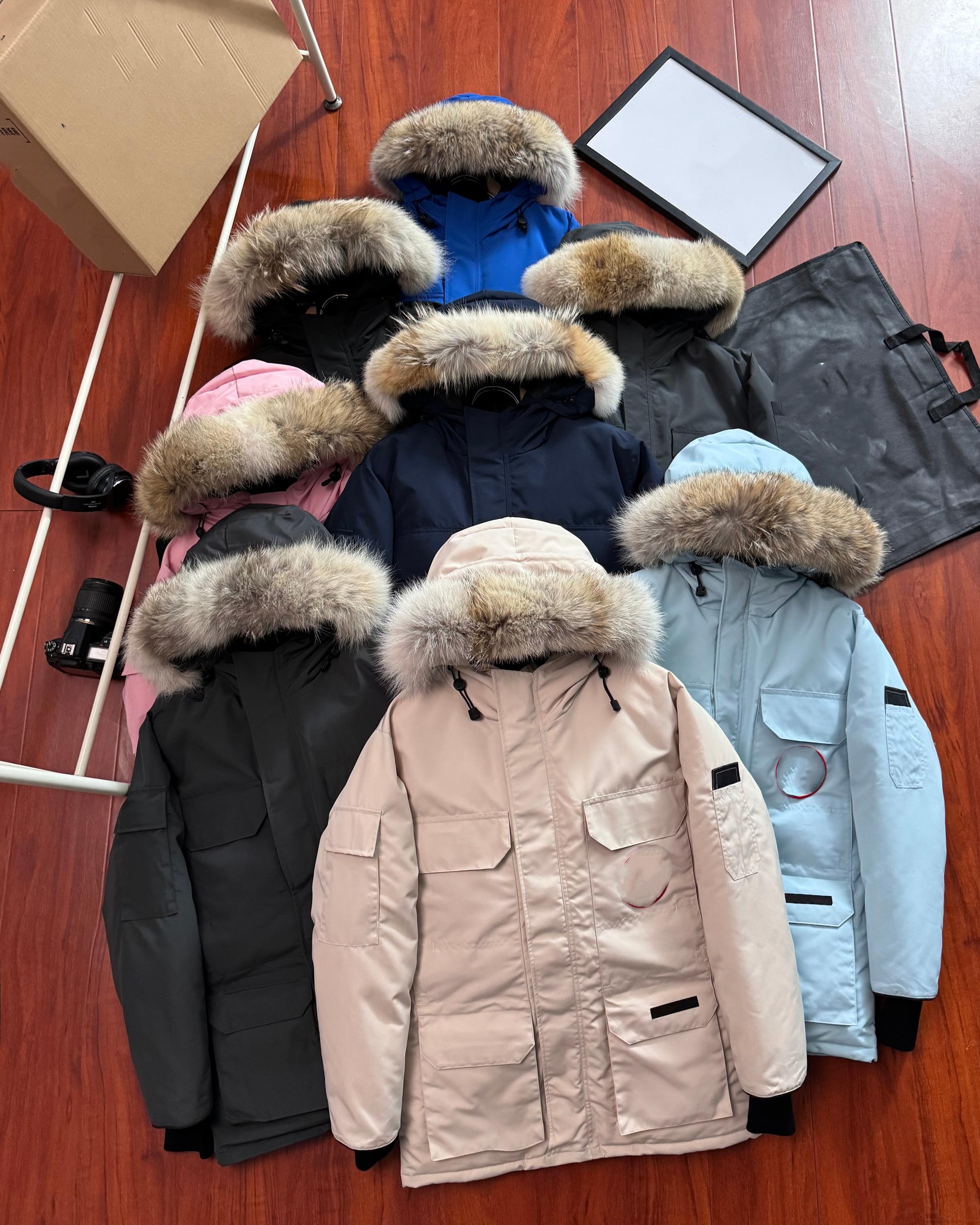 C High-quality thick-hemmed hooded winter outdoor windproof multi-pocket warm mid-length coat