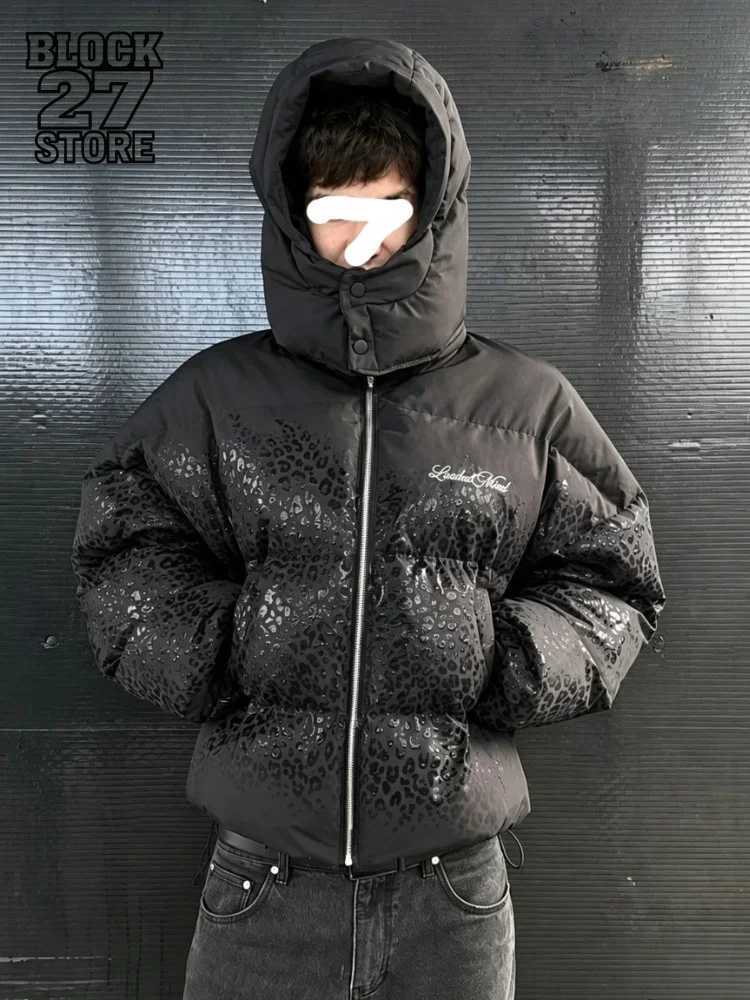 Parkas Women's Y2K Down Water-reactive Fabric Cotton Thick Warm Coat Men's Vintage Zip Up Outerwear Casual Jacket Streetwear Fashion Parka