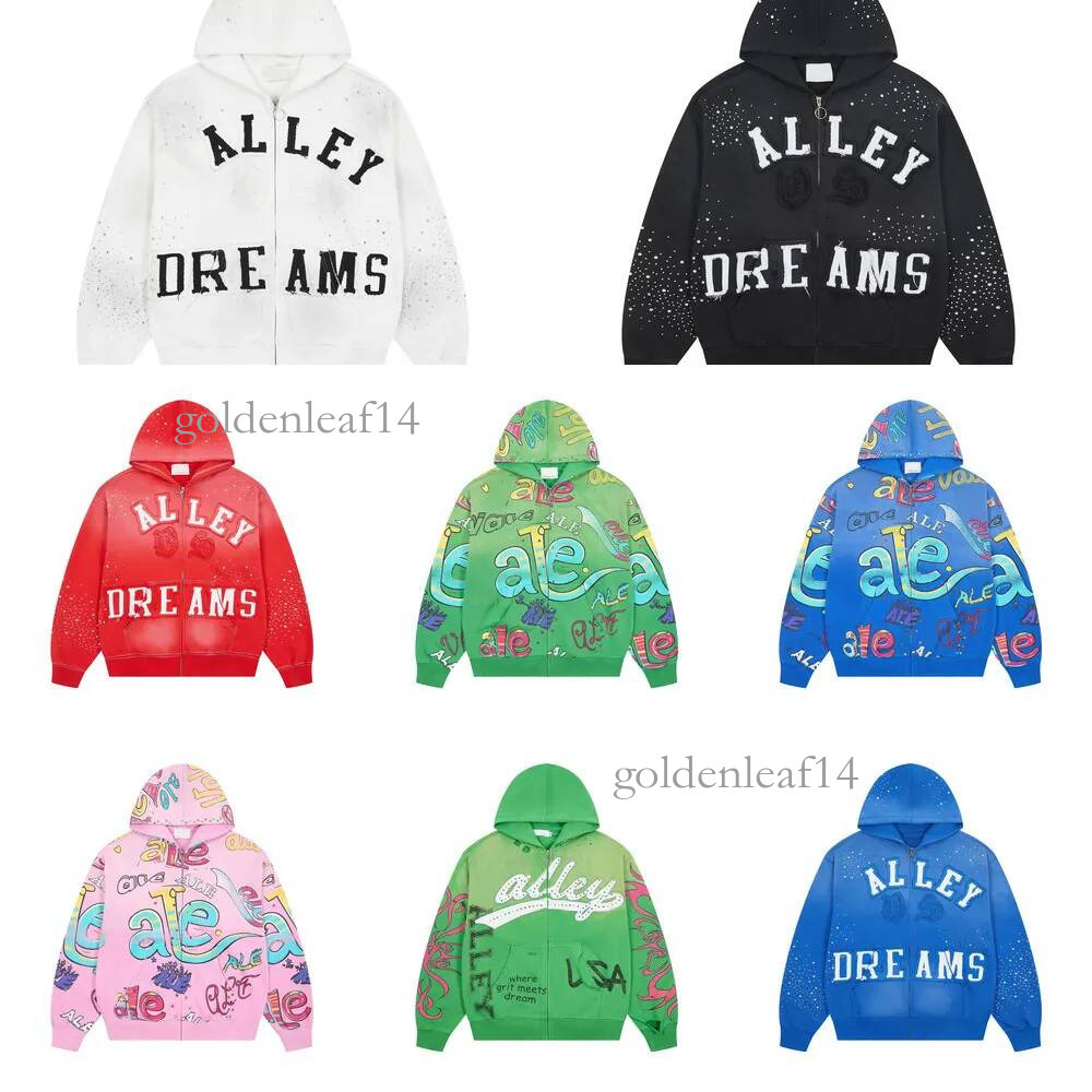 Valleyly hoodie Vintage Graphic Zip Up Hoodie Designer Men Unisex Washed Black White Pullover Loose Cotton Sweatshirts Retro Print valleyly dreamly