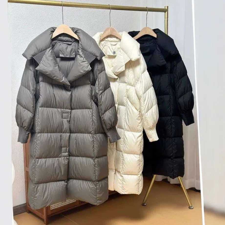 New Women's Down Parkas Winter Women 90% White Duck Down Long Jackets Thicken Puffer Coat Female Loose Single Breasted Warm Parkas J261008