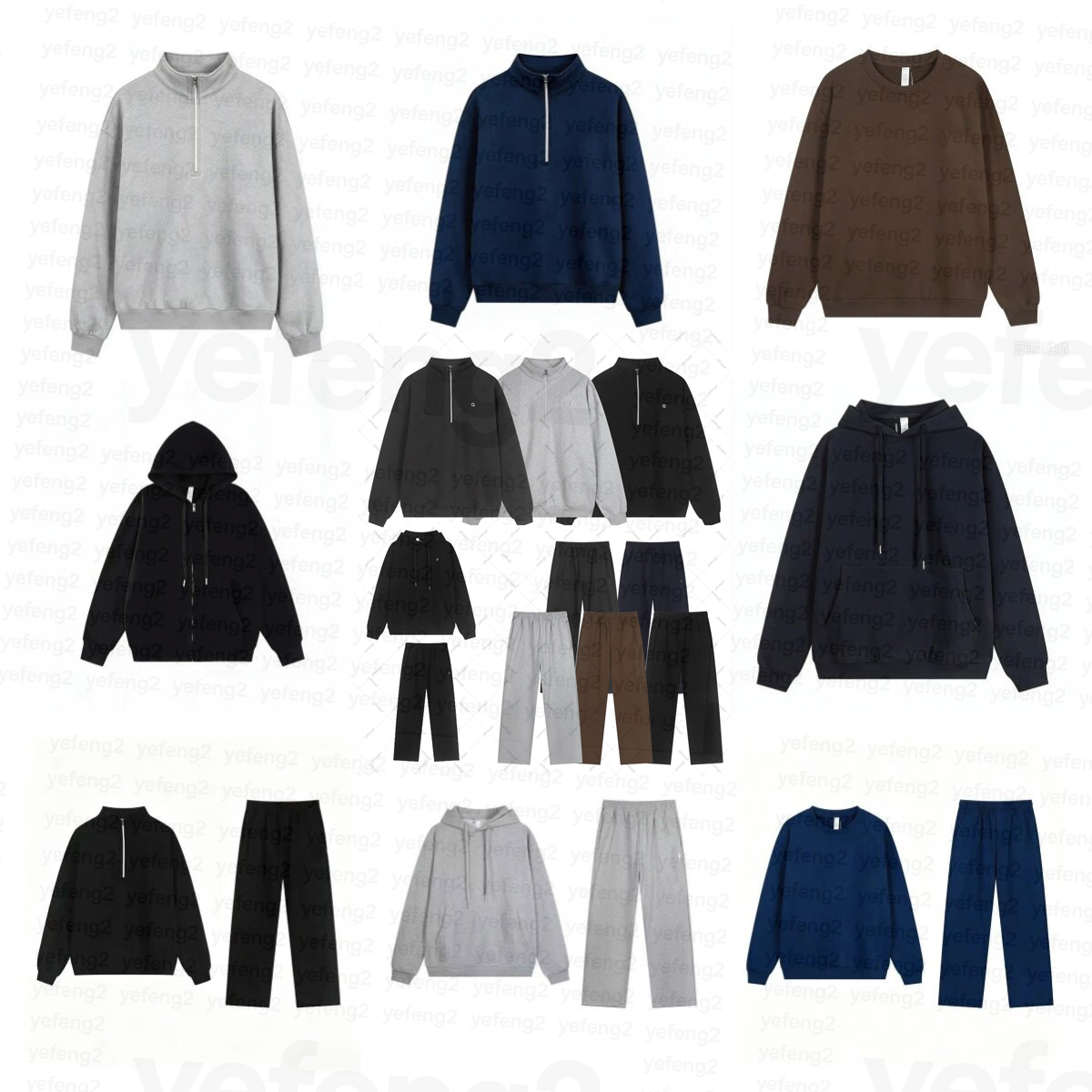 Mens tracksuit Quarter Zip Sweatshirt Set 3D Silver letter Gym Streetwear French Terry Casual Two Piece Tracksuit