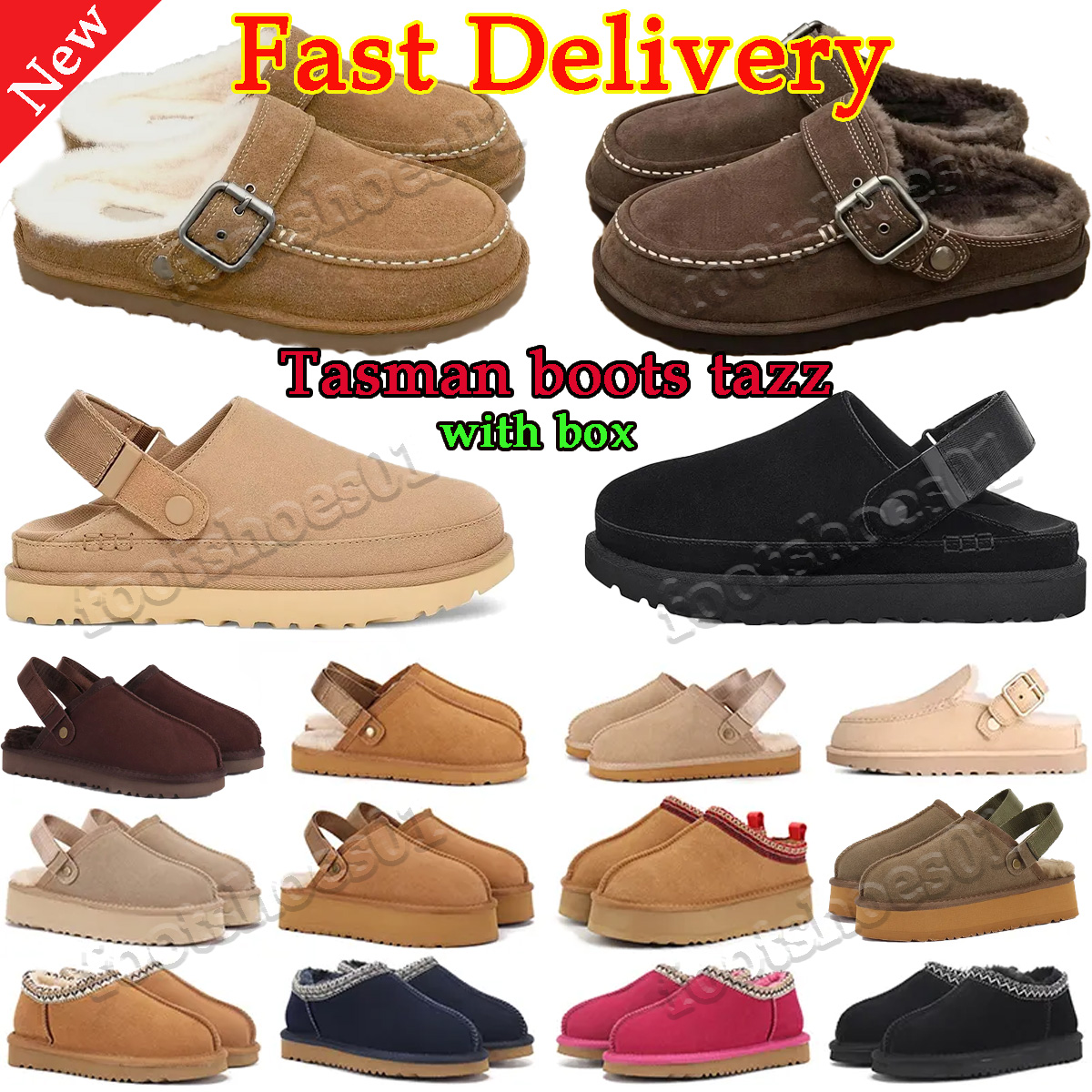 Designer Boot Slippers Tasman Tazz Women Sandals Uggswomens men Boots Clog Slippers winter australia snow waem Boots Buckle Strap Slides Golden Star