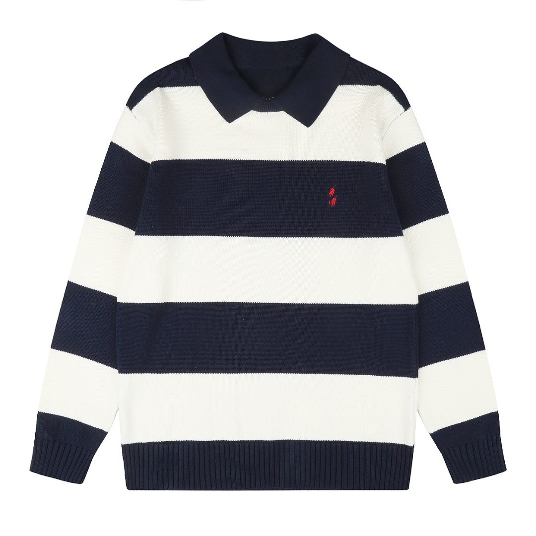 Men's Sweater Luxury Brand Embroidery Knitted Fashionable Striped Long Sve Shirt Versatile Casual Loose Fit Pullover Q261015
