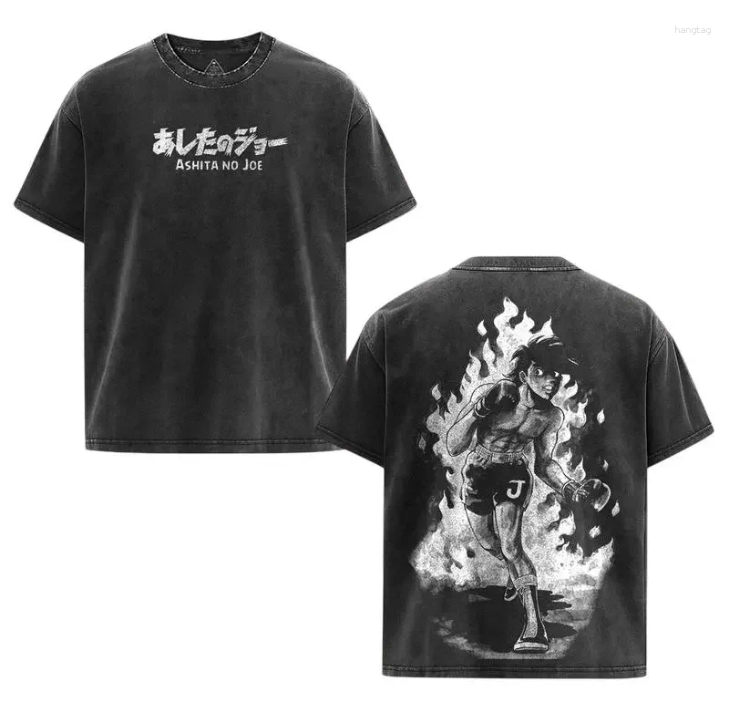 Tomorrow's Joe Yabuki T-shirt For Men Clothing Manga Graphic Short Sleeve Tees Tops Vintage Washed Oversized Cotton T Shirt