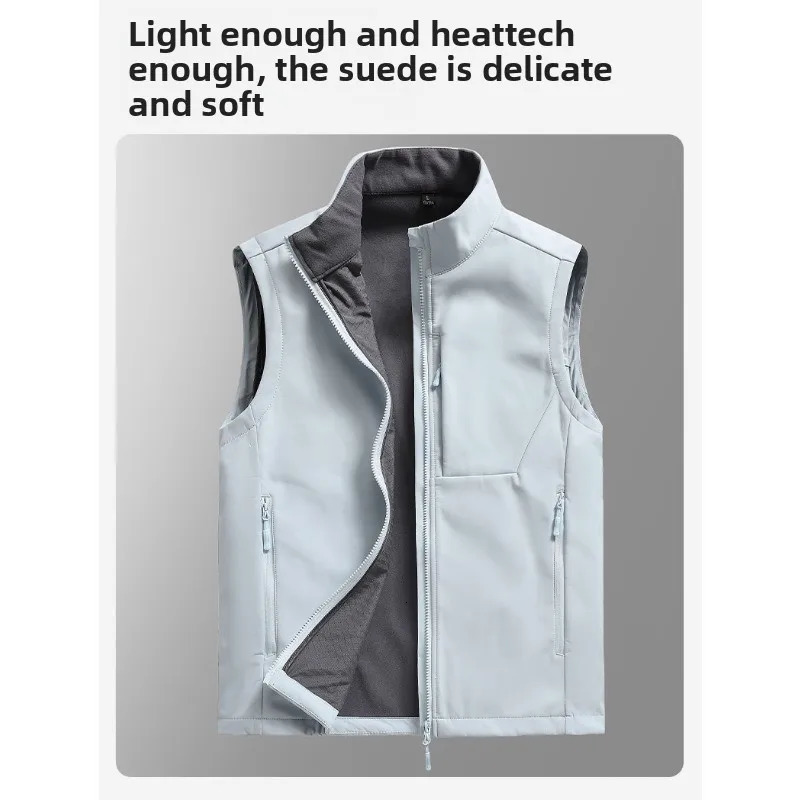 Men's Outdoor Daily Comfortable Vest Fashionable Casual Vest Spring Autumn Lightweight Sleeveless Jacket Fashionable Solid Color 261008