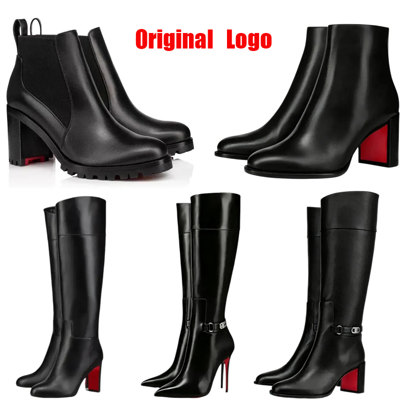 Designer womes Red Sole High Heel shoes Collection Pointed Toe Knee High Ankle sandal Suede Leather Block Stiletto Heel Party Daily Luxury Sandal