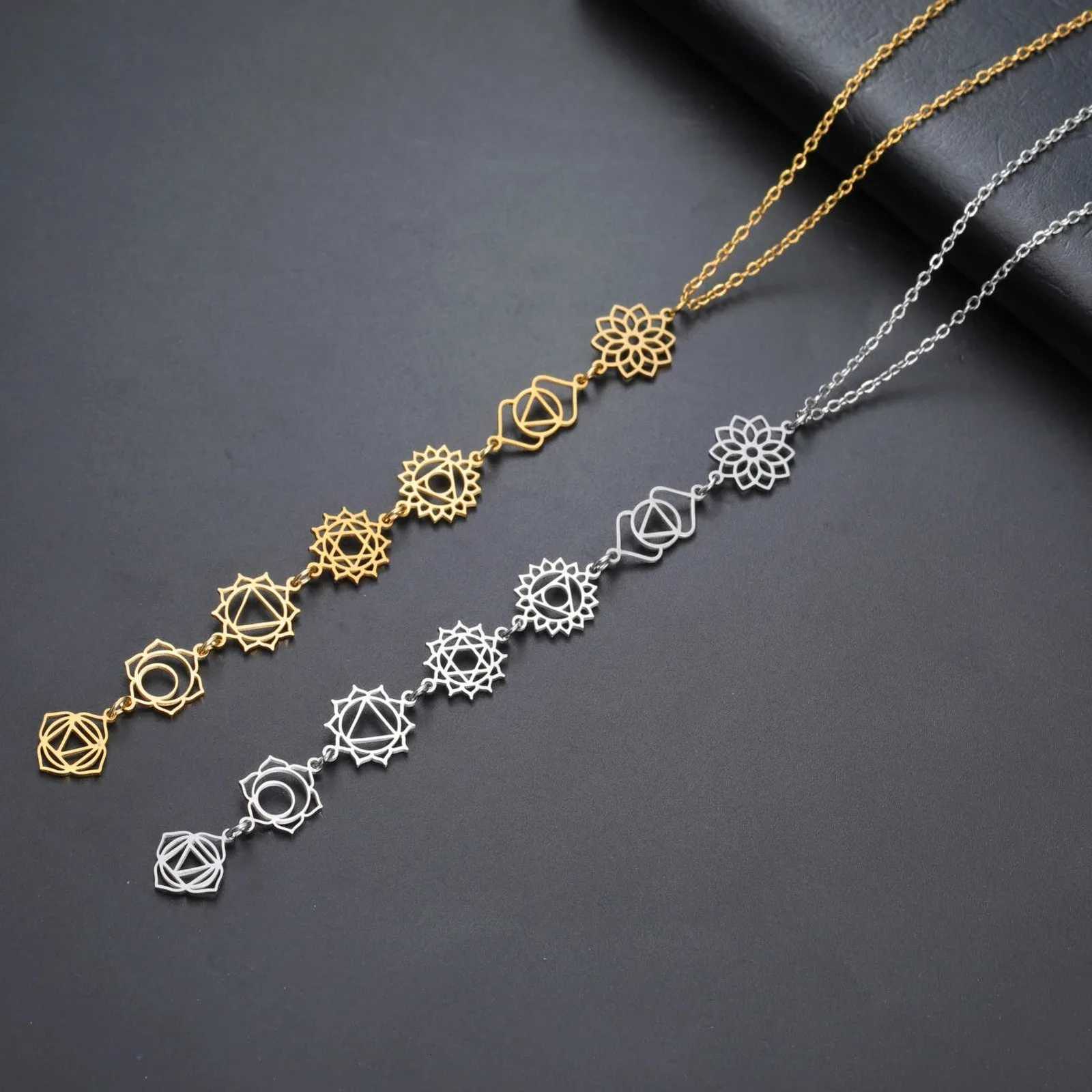 Pendant Necklaces Hypoallergenic Stainless Steel 7 Chakra Pendants Necklace for Women Spiritual Yoga Amulet Jewelry 2025 Trendy Gift Daily Wear X261