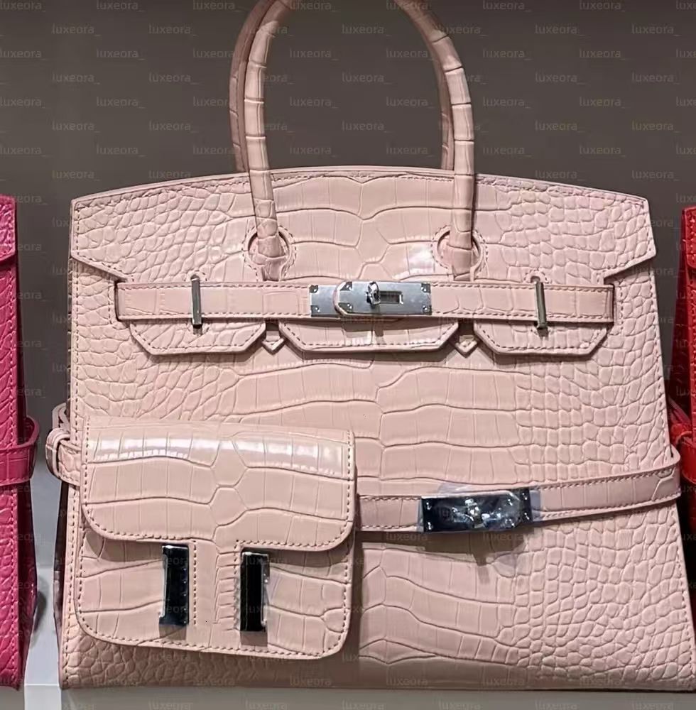 Designer bags birkiniss bag mirror quality crocodile Alligator Leather Handbag handmade lock Gold silver hardware tote classic bag luxury shoulder b