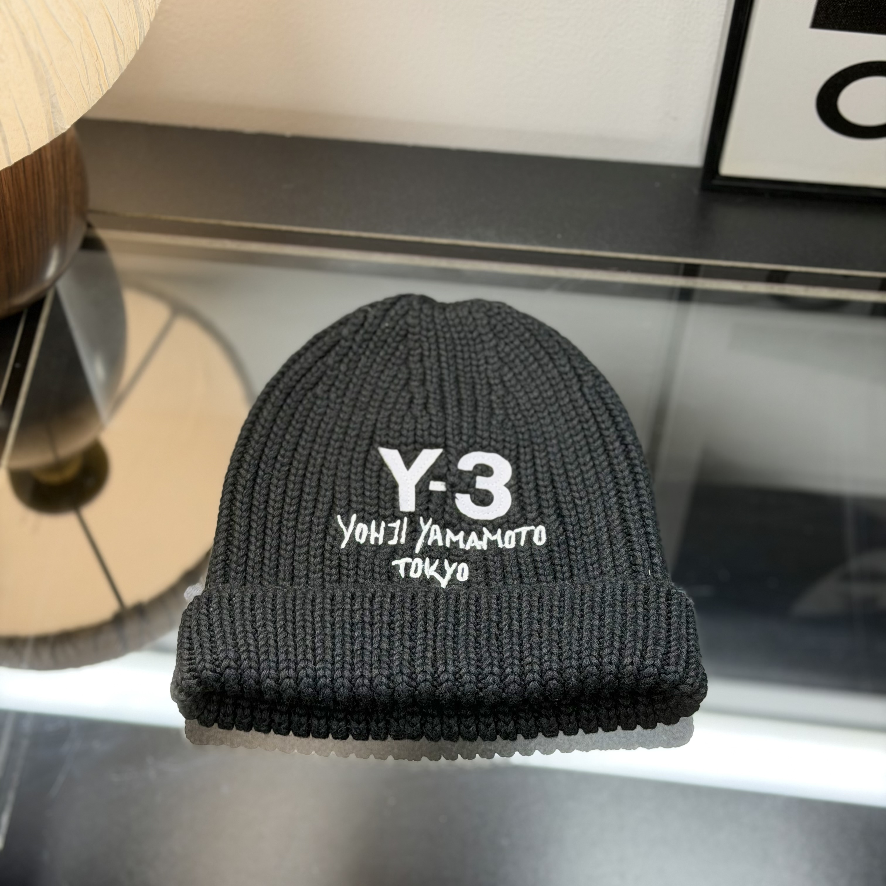 Y-3 Embroidery Knitted Beanie Unisex Thick Rib Cuffed Skull Cap Men Women Streetwear Winter Warm Knit Hat