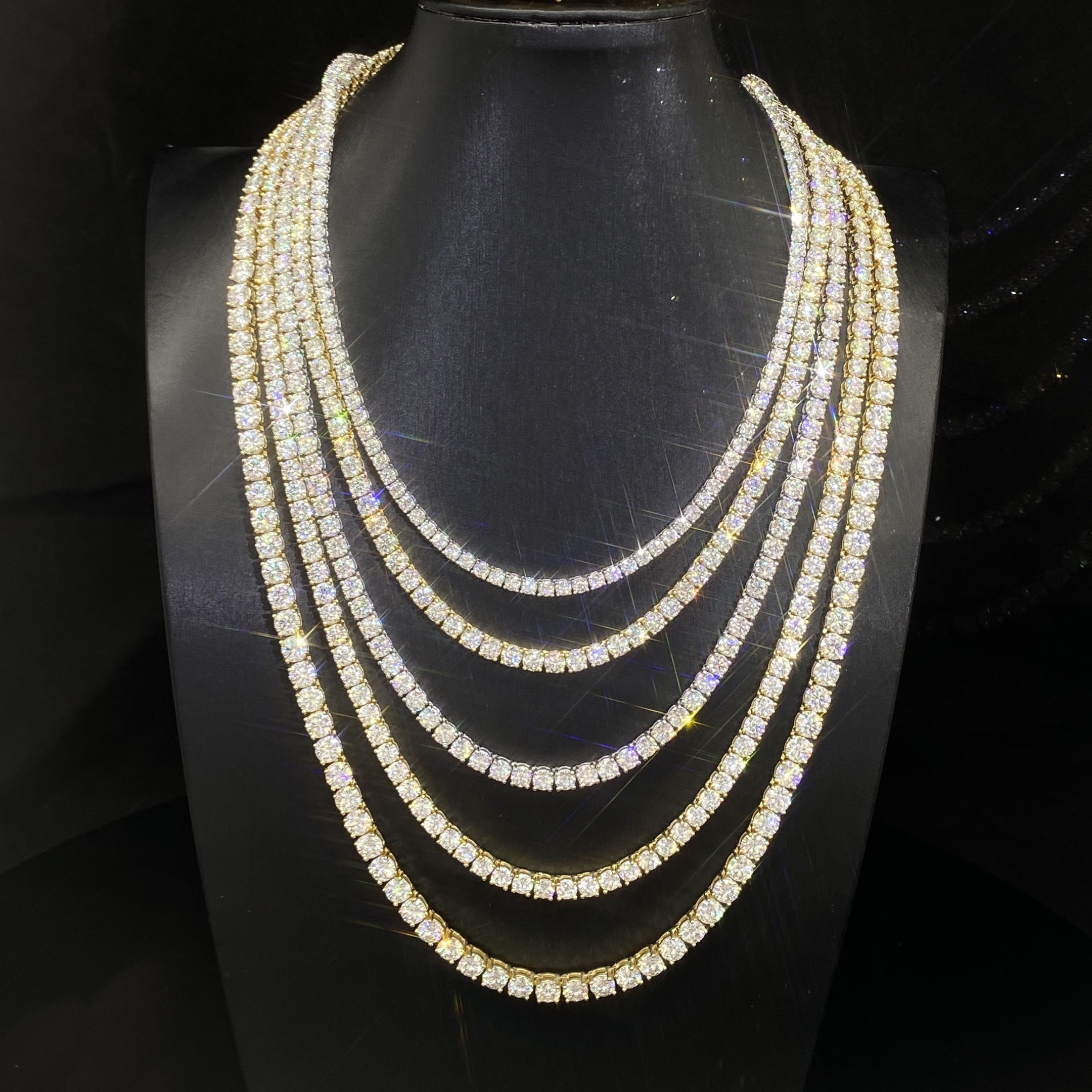 Factory Price Find Jewelry 18K Gold Plated Silver 3MM 4MM 5MM Iced Out VVS Round Moissanite Tennis Bracelet Chain