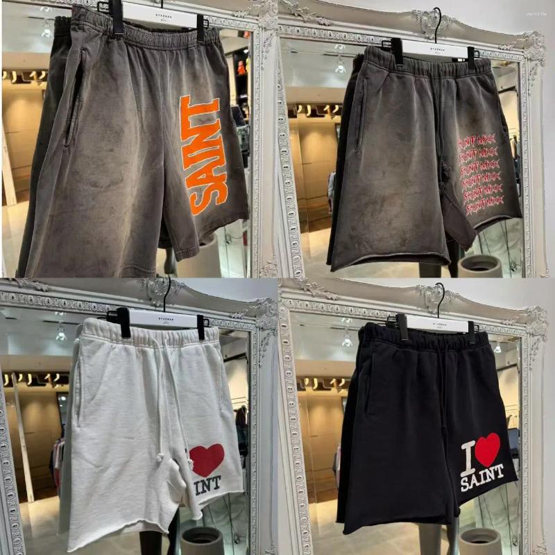 Washed Vintage Mx6 SS26 Letter Print Five-Point Pants Shorts Sweatpants Loose Fit Elastic Waist Cotton