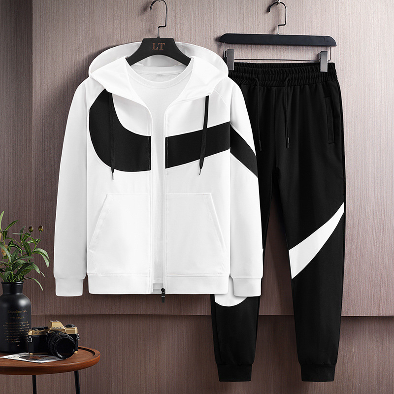 2026 Cross-border Hoodie Set for Men Hooded Zip-up Jacket for Spring and Autumn Running Casual Sportswear Men's Outerwear