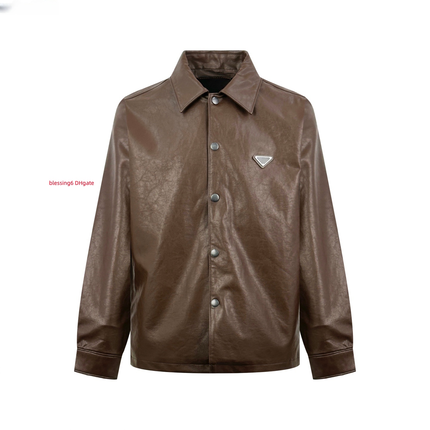 Designer men's leather jacket sheepskin leather shirt jacket lapel button neutral casual jacket retro PU leather coat daily wear streetwear spr