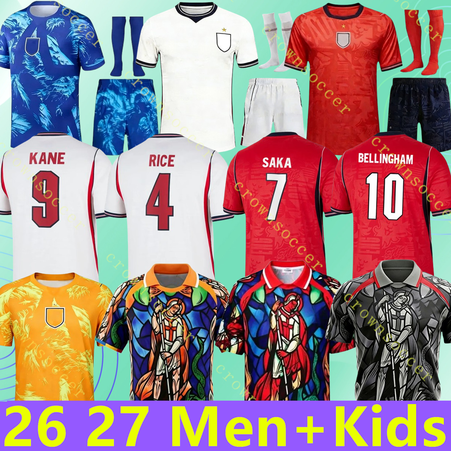 Maillot de football 26 27 Kit de Coupe du Monde Palace KANE 2026 2027 Maillots de football SAKA PALMER RICE FODEN GORDON enfants femmes gardien d