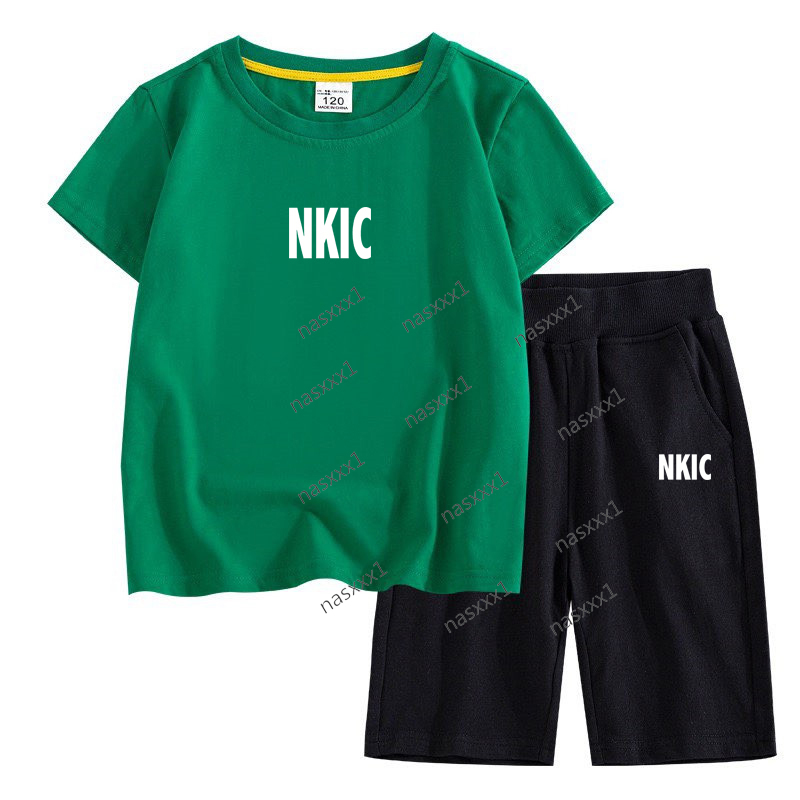 Summer Kids Clothes Baby Tee Short Pants Tracksuit Boy 100% Cotton Green T shirt Suit Boy Shorts Suit Child Brand Clothing Fashion Outfits