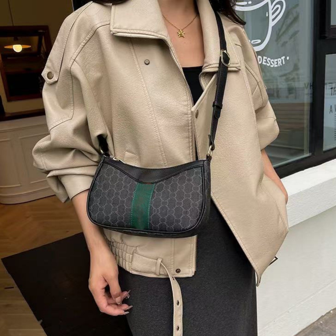 Luxury Designers Hobo Bag Women Vintage Monogram Canvas Underarm Shoulder Bags Classic Green Stripe Crossbody Purses Fashion Leather Messenger Handb
