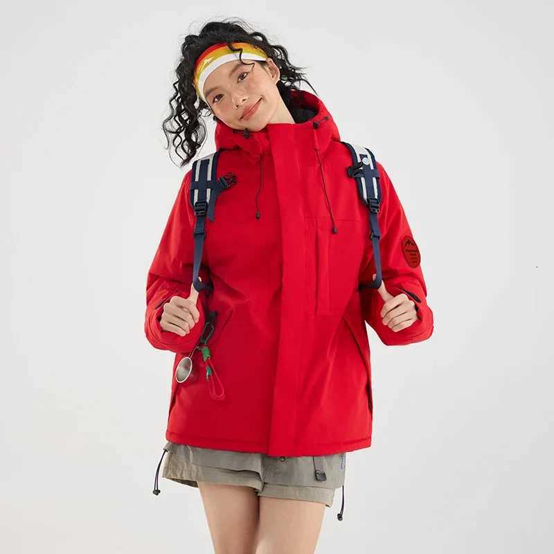 Outdoor Jackets Hoodies Couple Outdoor Hiking Windproof Breathable Cotton Thick Warm Cotton Clothing Winter Fashion Hooded Comfortable Cold Jacket Q