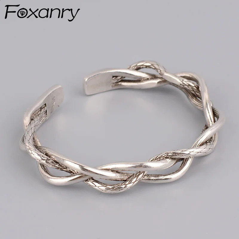 FOXANRY Silver Color Bracelets Fashion Vintage Couples Creative Hollow Wavy Twist n Bangles Party Jewelry Wholesale 261009