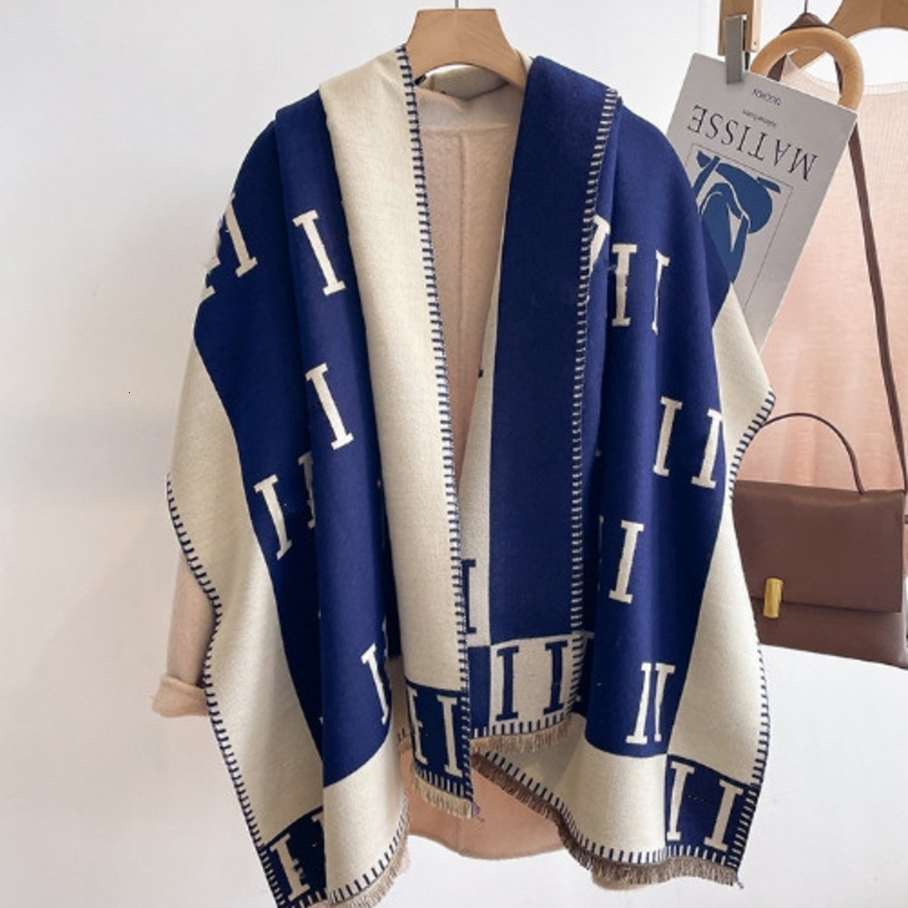 Scarves All-match Simple Letters Double-Sided Artificial Cashmere Scarf Thickened Women's New Winter Fashionable Warm Shawl Outer Tower gift AA