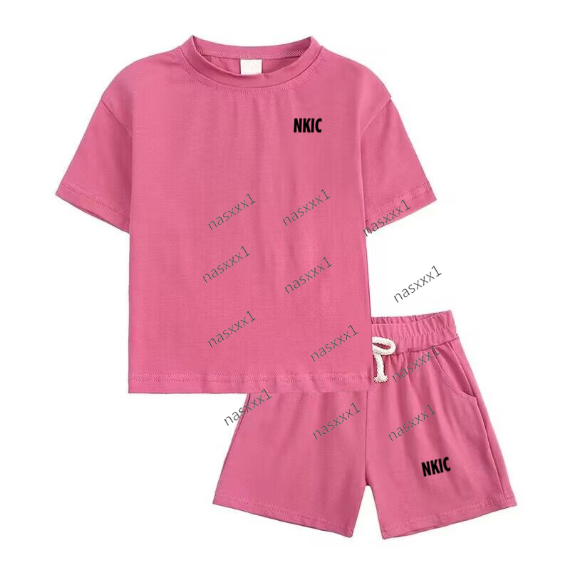 Kids Summer Brand Leisure 2pcs O-neck Short Sleeve letter printed T-shirts Pants Suits Boys Girls Casual Outfits Children Clothes 2-15 Years