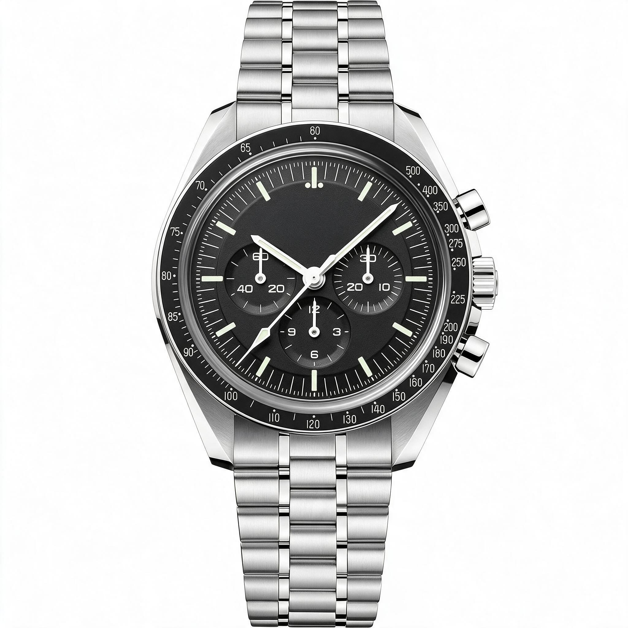 Montre-bracelet à quartz chronographe pour hommes en gros, montre de sport à options de bracelet multiples, étanche, logo personnalisé disponible