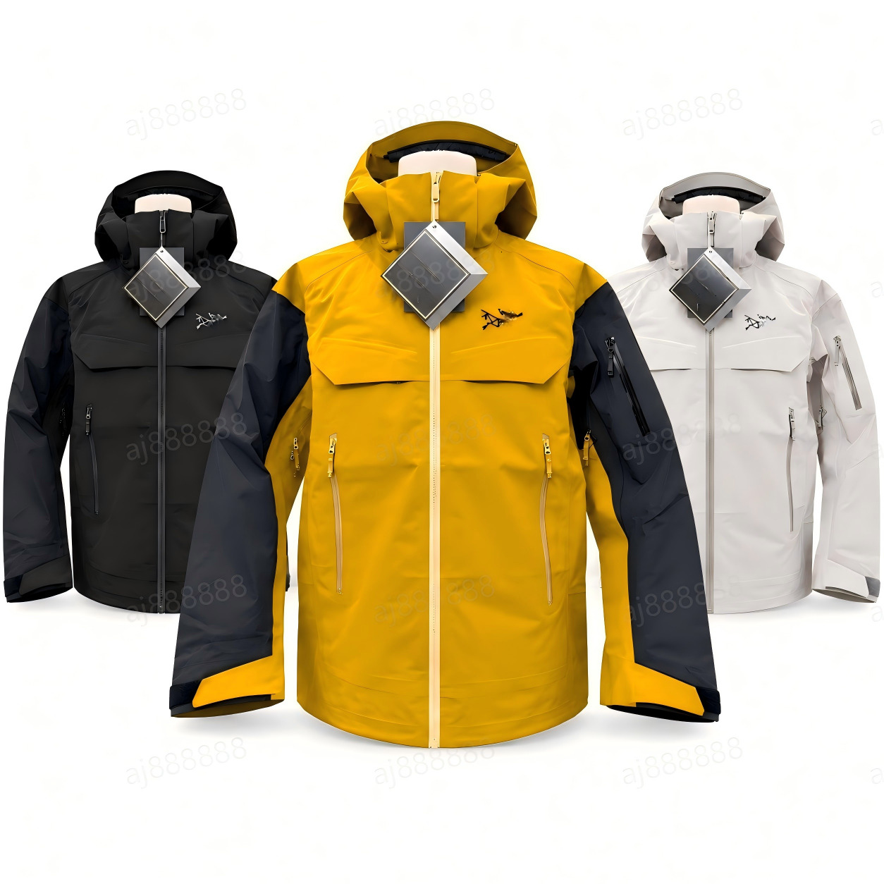Arcteryxially Unisex Outdoor Waterproof Jacket Windproof Hooded Hiking Jacket Lightweight Breathable Full Zip Windbreaker for Camping Trekking Cycli