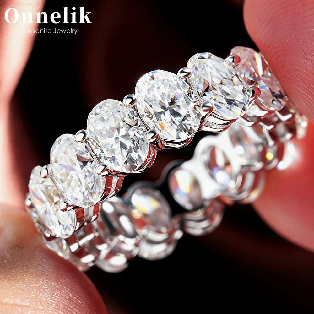 Onnelik 1CT 5x7mm Oval Cut Moissanite Solitaire Ring S925 Sterling Silver 18K Gold Plated Fine Jewelry Wedding Gift for Women