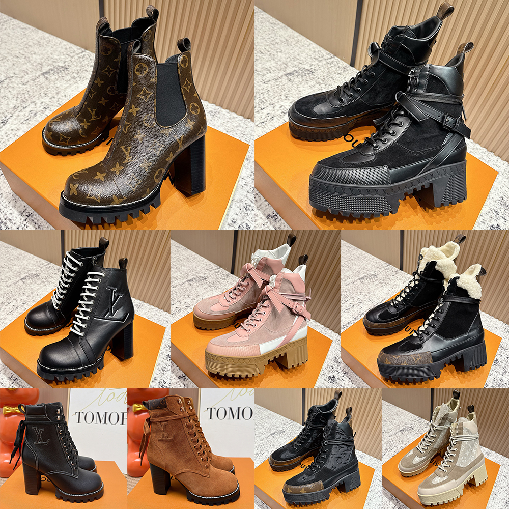 Monogram Printed Boot Designer luxury Boot Shoe Men Waterproof Ankle Classic Martin Casual Shoe Cowboy Red Blue Black Pink Hiking Motorcycle Boot Ma